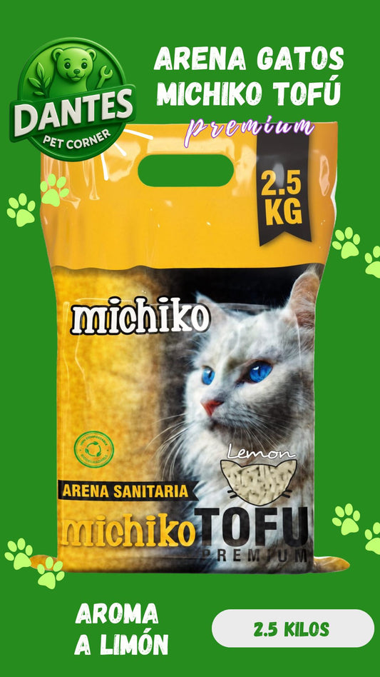 Arena gatos michiko tofú premium aroma limón 2.5k